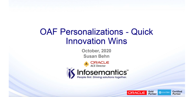 OAF Personalizations - Quick Innovation Wins