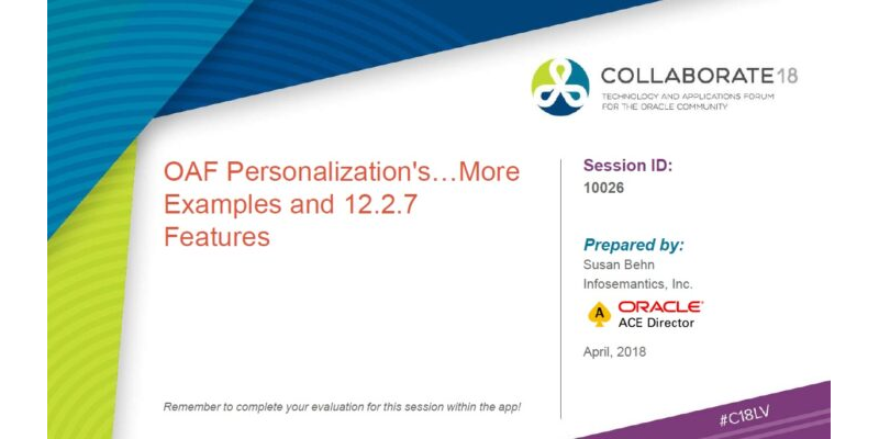 OAF Personalization's… More Examples and 12.2.7 Features - 2018